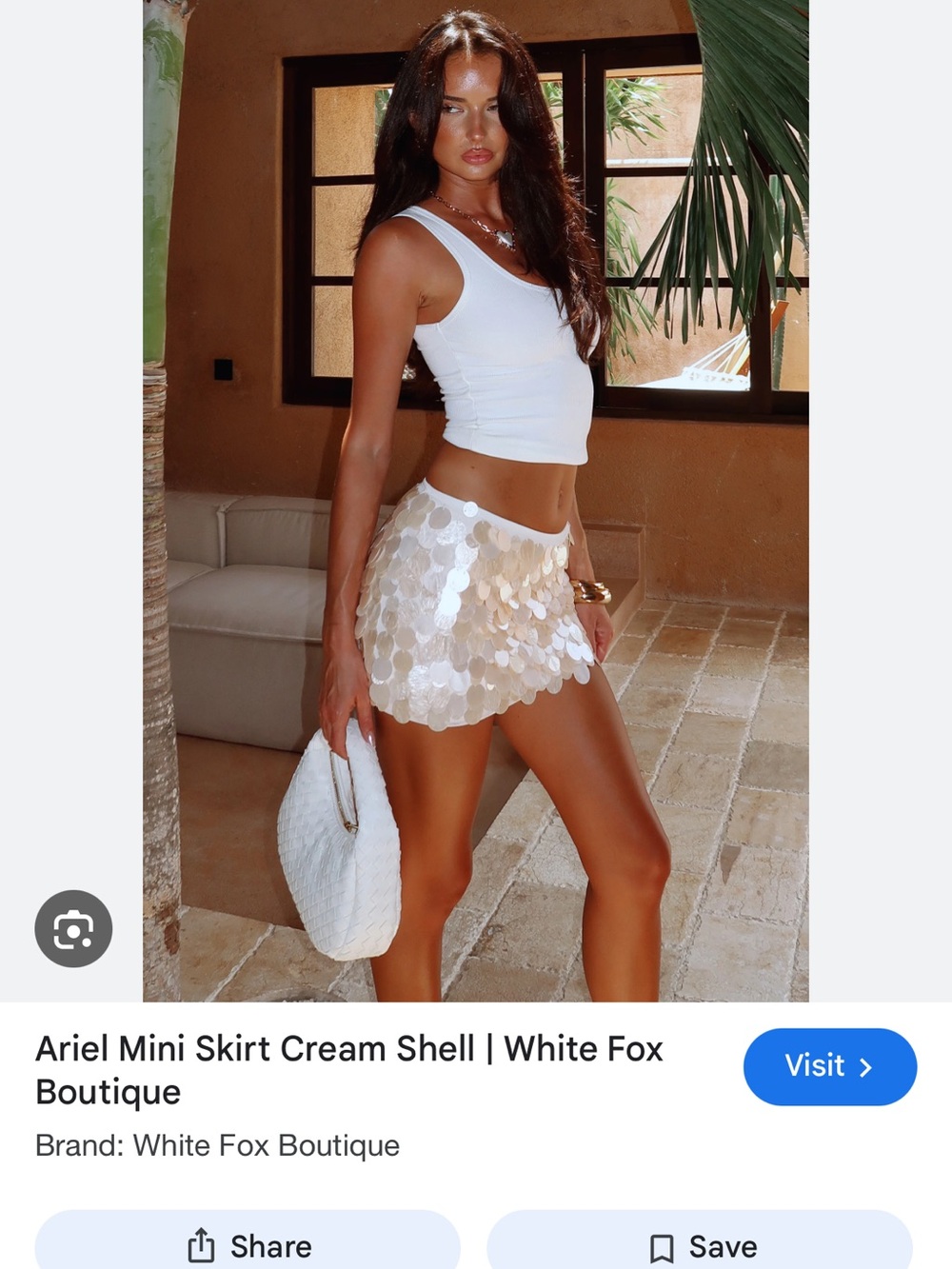 White Fox Boutique Cream Shell Mini Skirt